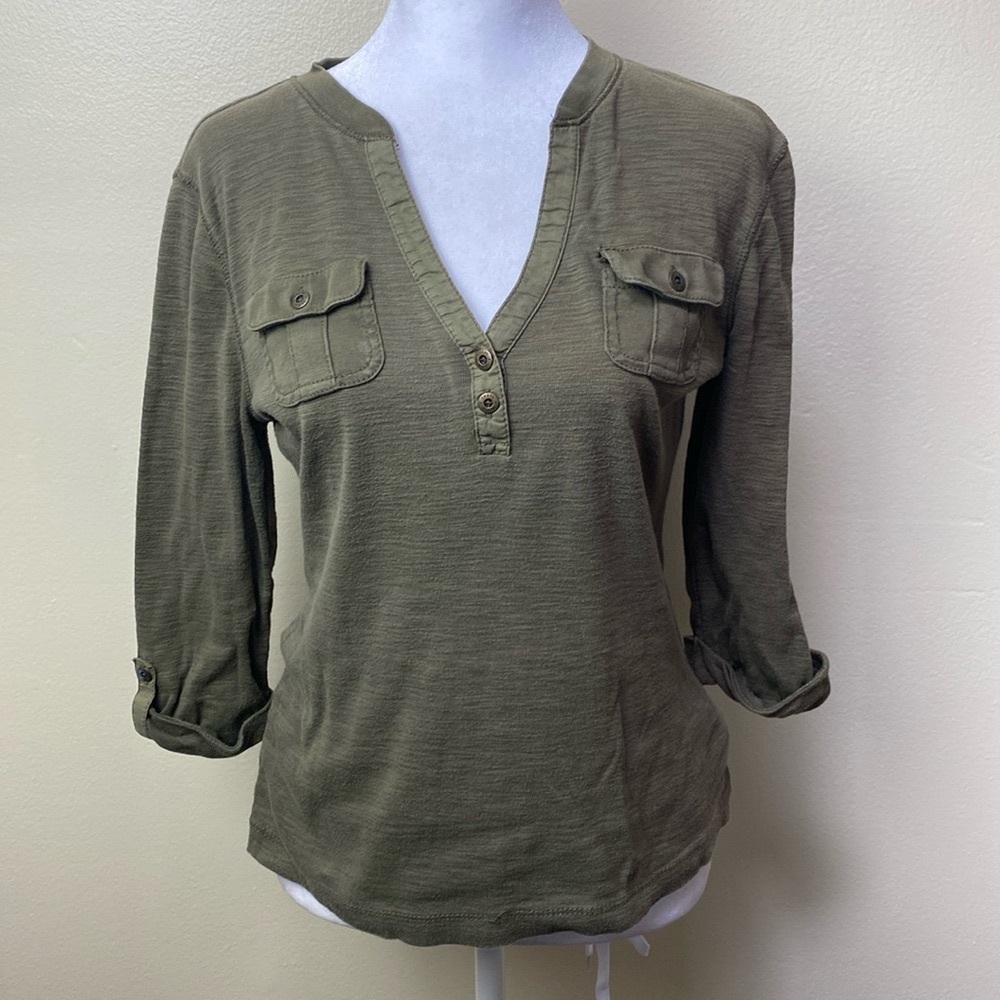 Chaps olive green shirt